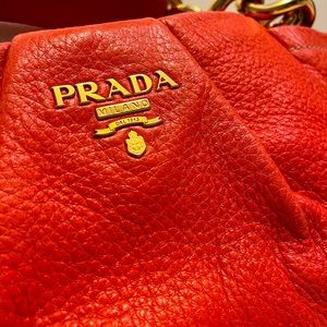 Gorgeous authentic Prada deerskin coral bag